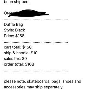 SS 18 Supreme Black Duffle bag( not large one).
